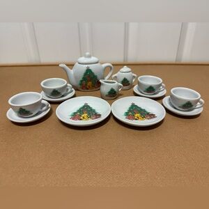 Festive White Tea Set with Christmas Design